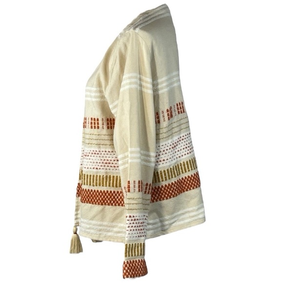 Soft Surroundings Woven Knit Pattern Embroidered Topper Duster Jacket - Picture 4 of 7